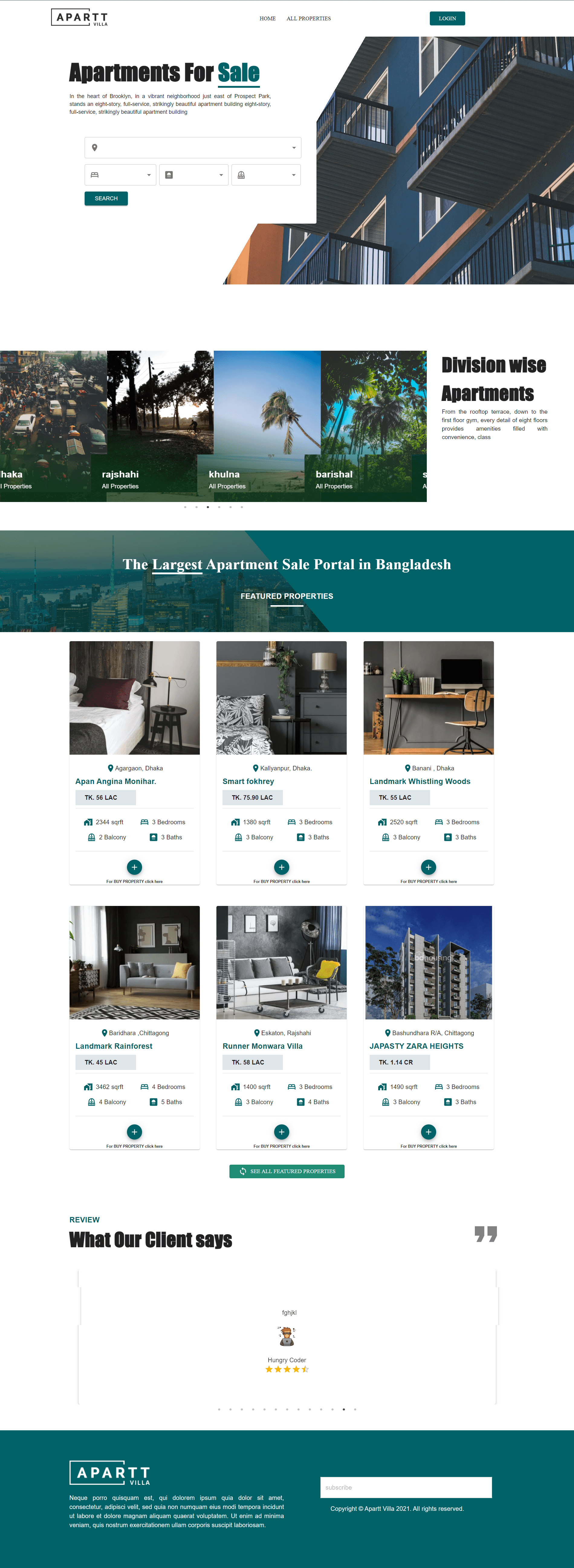 Full-page screenshot of AparttVilla