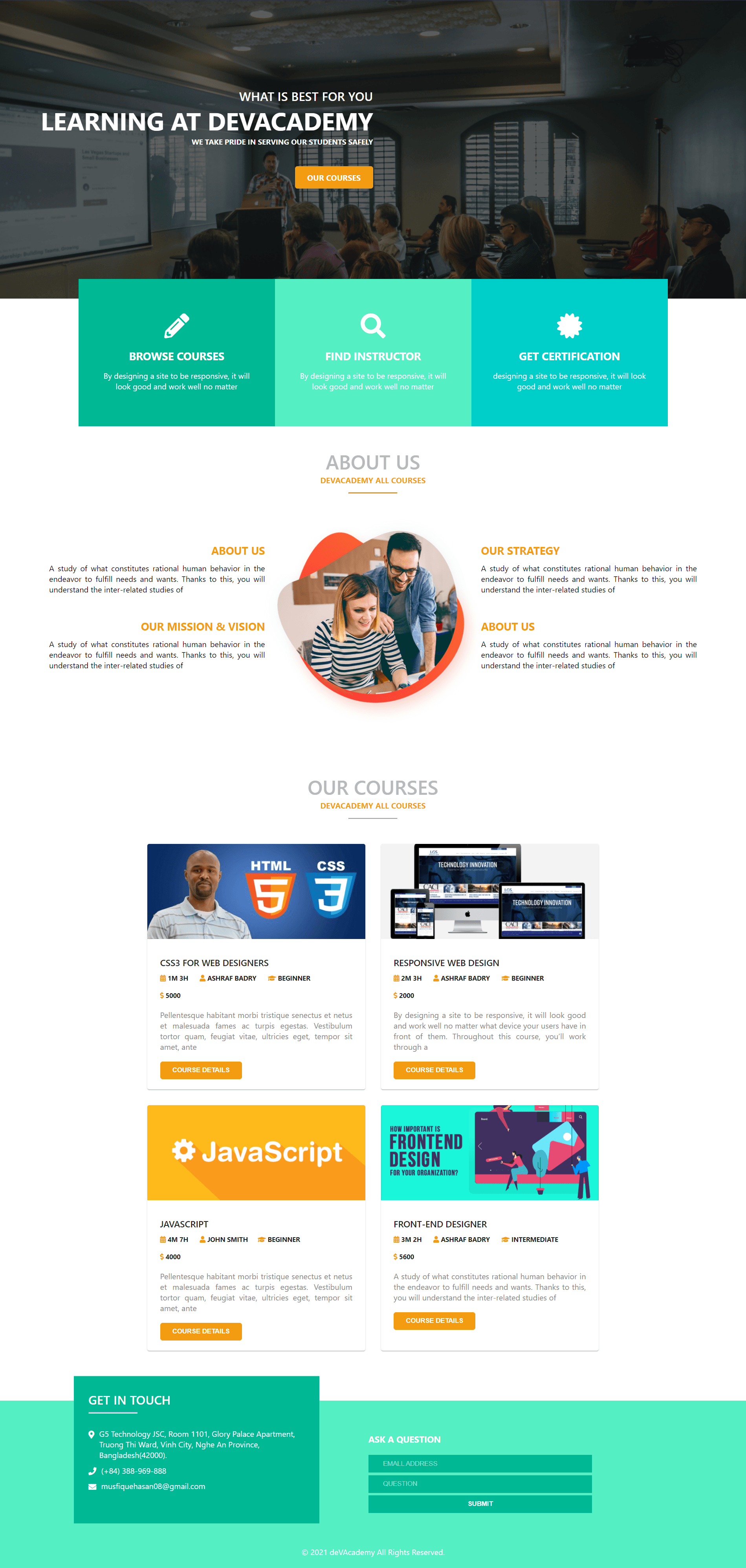 Full-page screenshot of DevAcademy