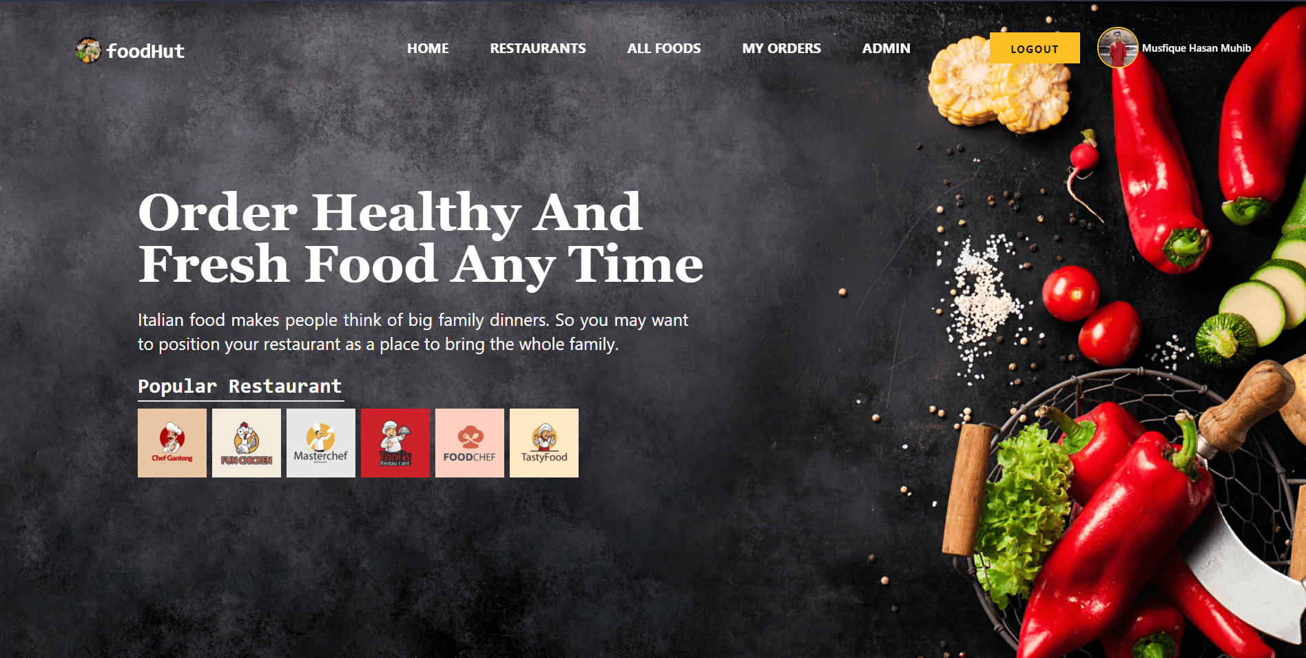 Screenshot of FoodHut